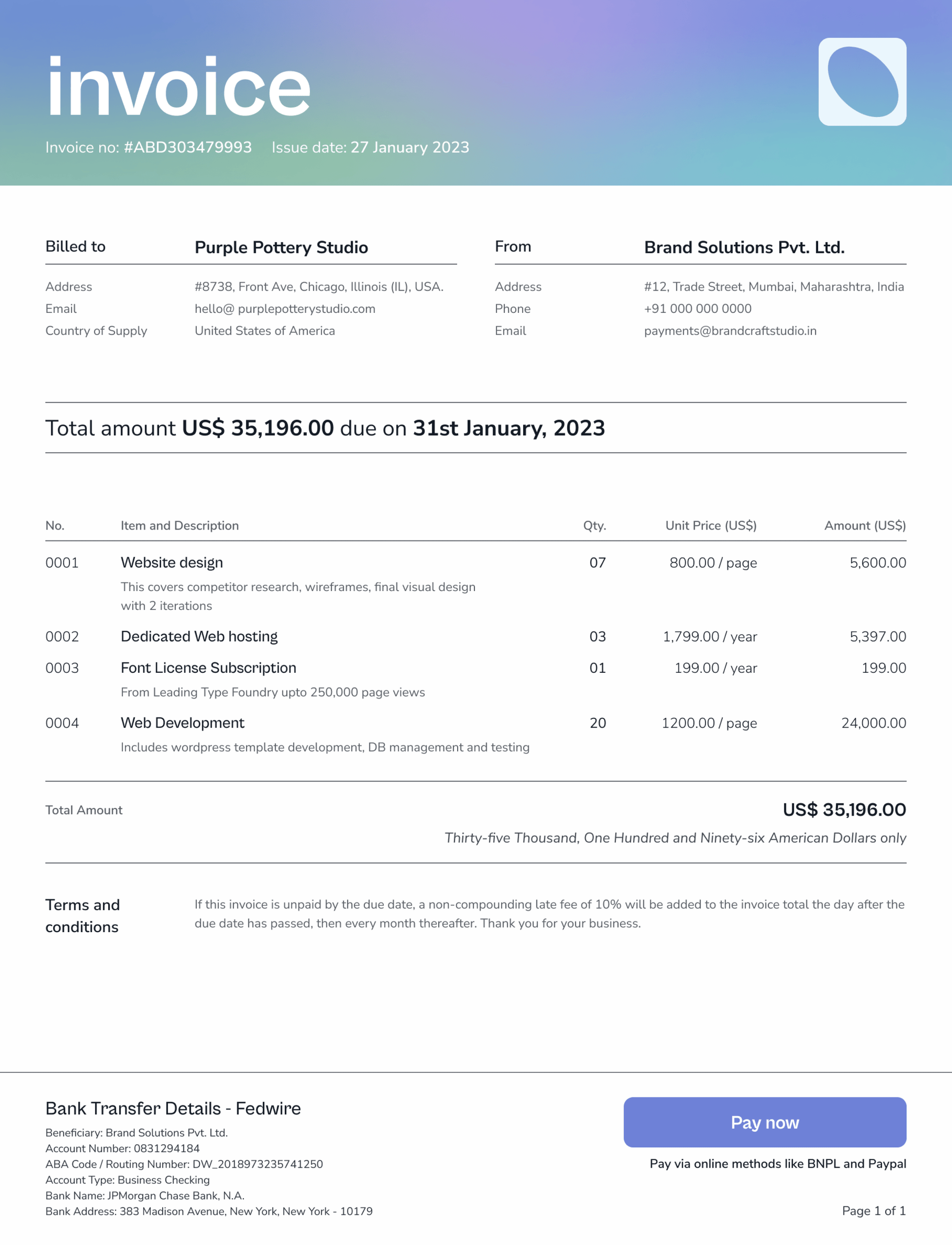 Xflow Invoice