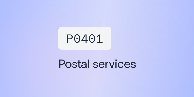 P0401 Purpose Code – Postal services | FEMA RBI Guide & Eligibility